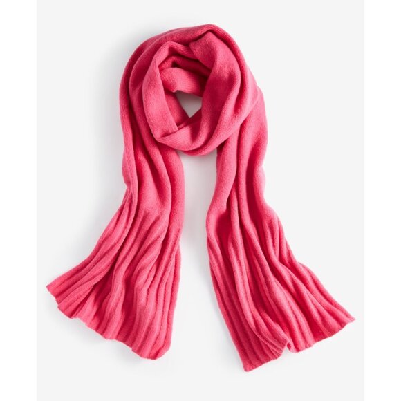 On 34th Women's Wide-Ribbed Solid Knit Scarf, Pink, One Size - Picture 1 of 5